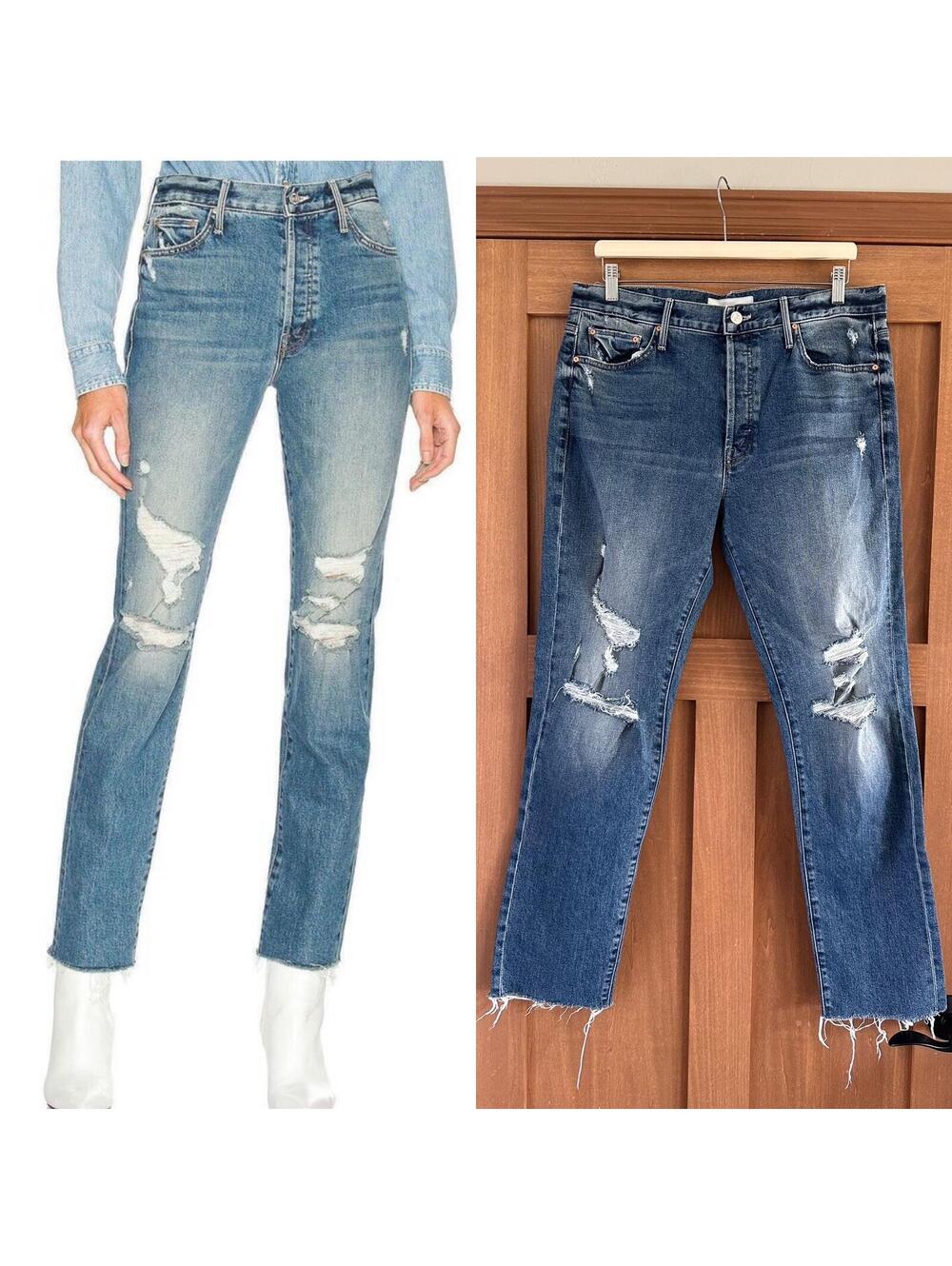 MOTHER Superior The Trickster Skimp Fray Thrill Seeker Distressed Jeans Women 31